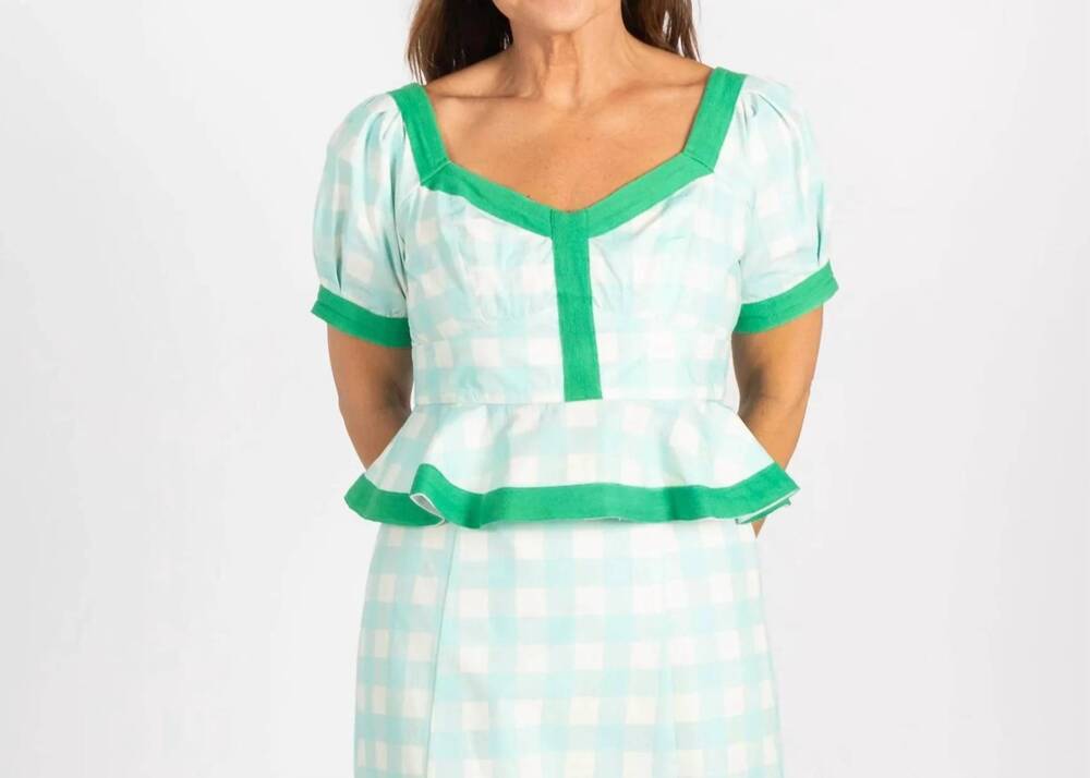 NEW GARLAND BAGS puff sleeve addie top in buffalo check